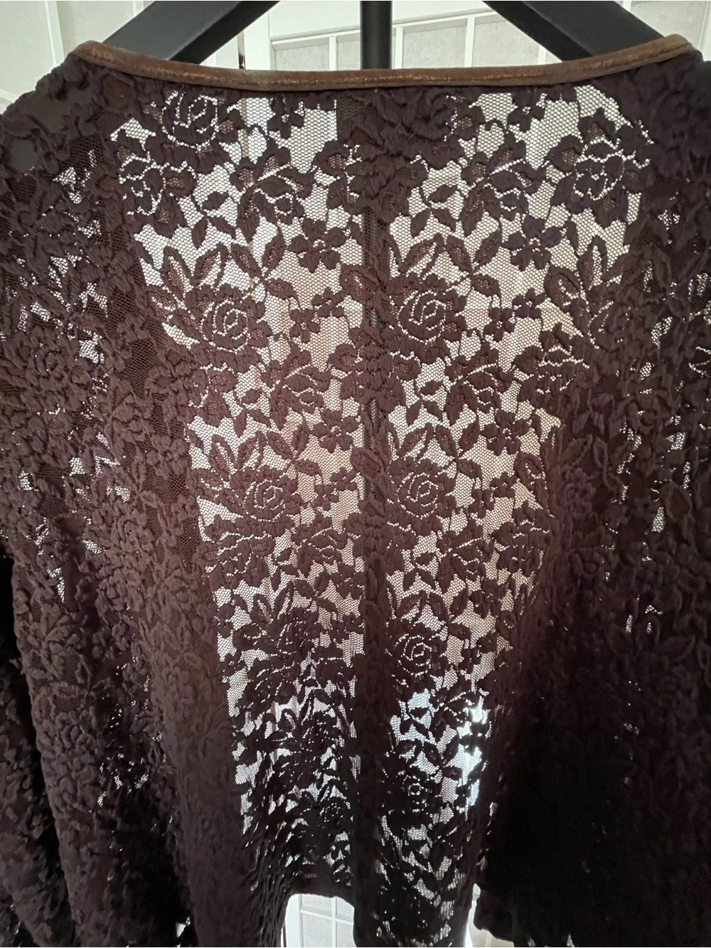 14/16 Lace, Short, Women's Summer Cardigan, Scalloped hemline, Chocolate Brown